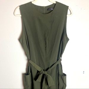 ZANZEA Dark Green belted Romper